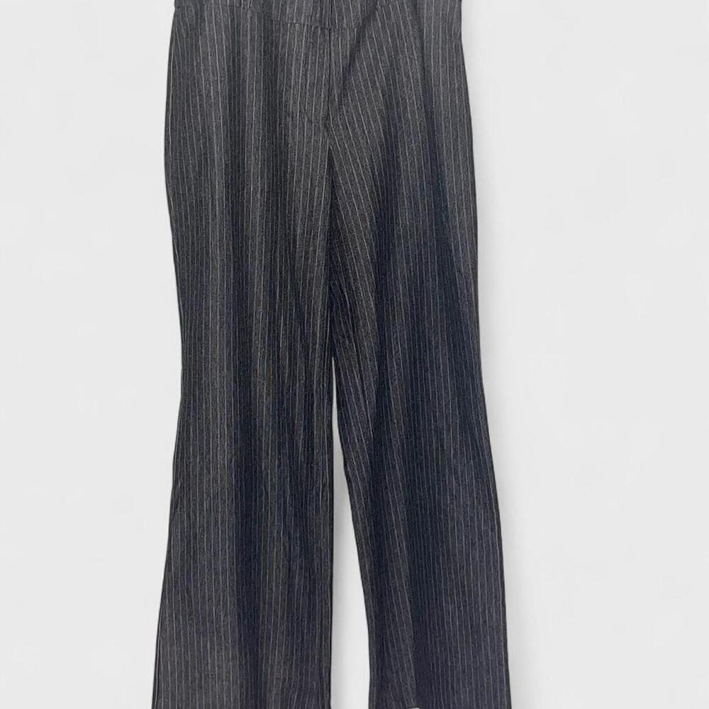 New York & Co Gray Pinstripe Stretch Straight Wide Leg Pants - Size M